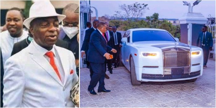 Bishop Oyedepo’s majestic arrival in Rolls Royce at COZA church intrigues many online
