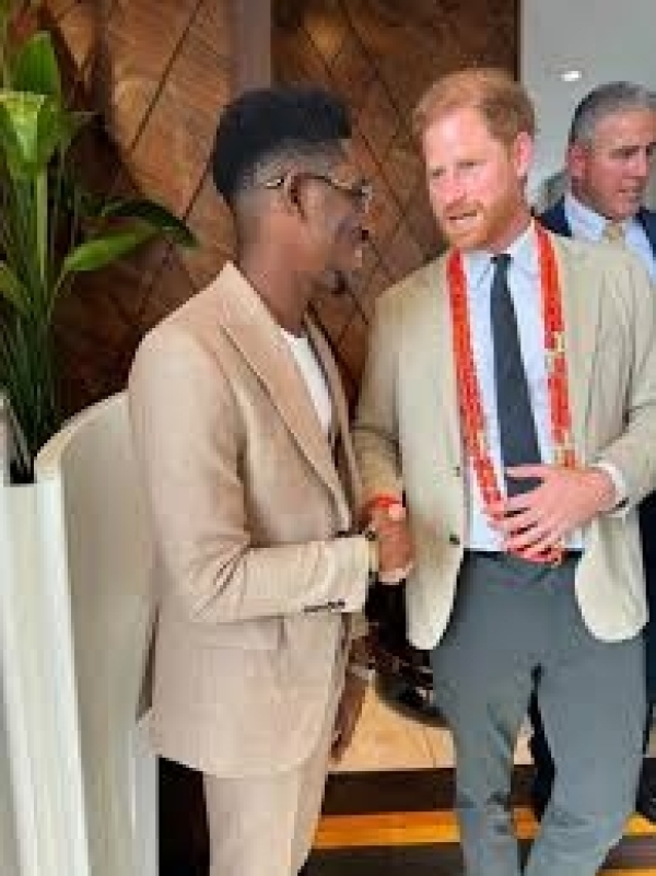 PICTORIAL: Moses Bliss meets Prince Harry, Meghan Markle